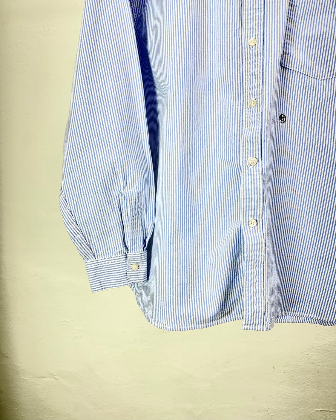 나나미카 스트라이프 블루 버튼 다운 윈드 셔츠 상품이미지4