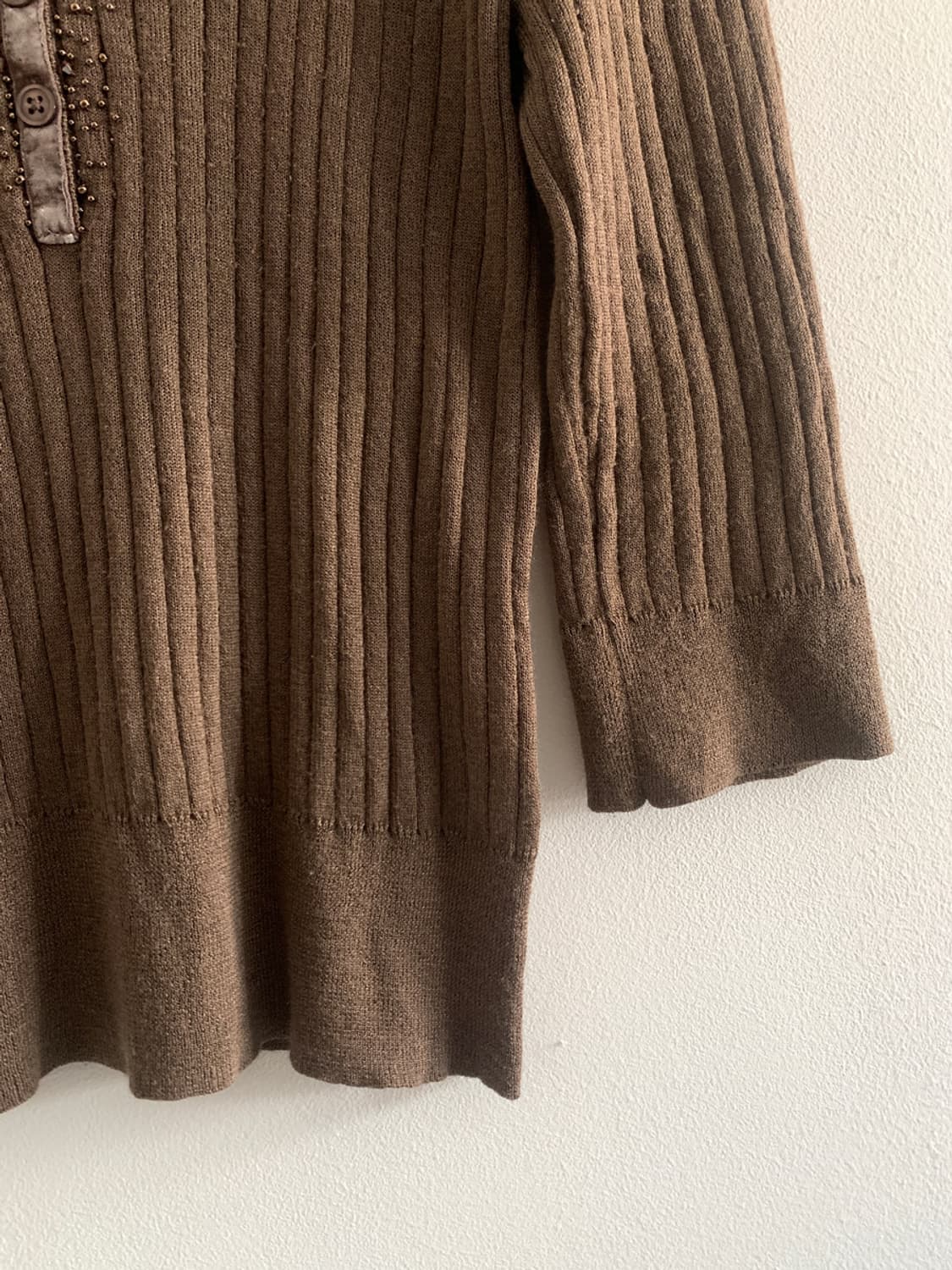 (Vintage)Beads Button Top(Brown) 상품이미지5