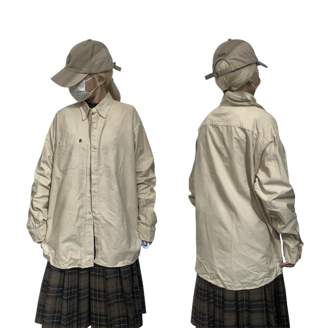 90s 폴로 베이지 솔리드 셔츠 L 상품이미지1