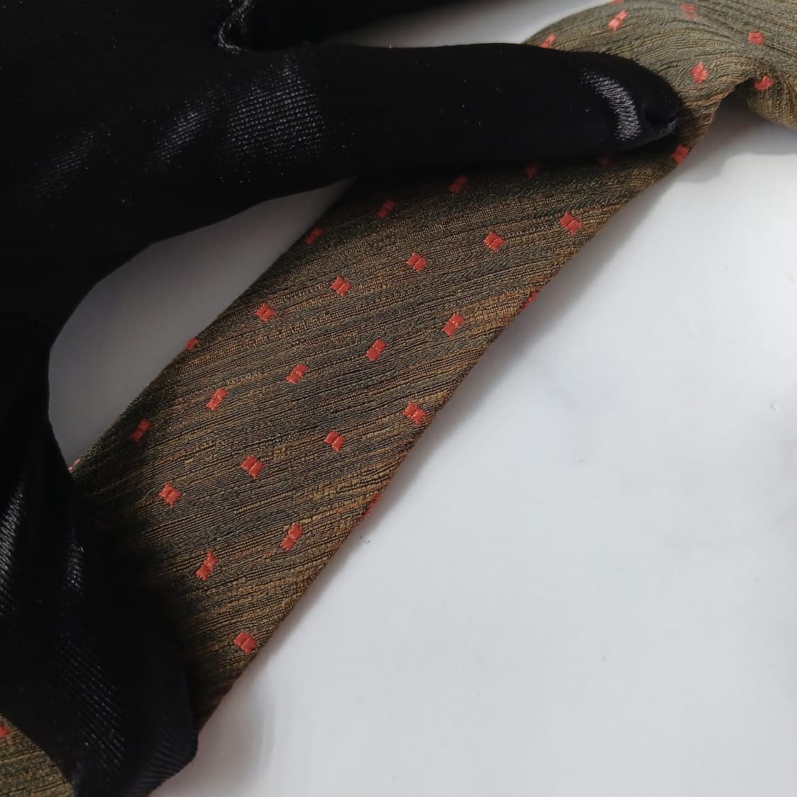 아르마니 꼴레지오니 넥타이 올리브 그린 패턴 9.7cm B-등급 E830 상품이미지9