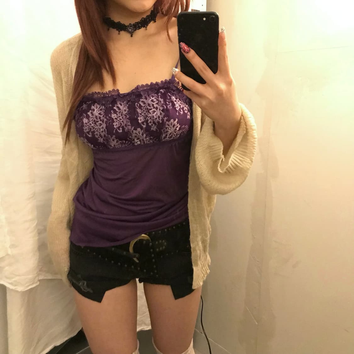 Peach John 백코르셋 갸루 펑크 페어리 퍼플 슬리브리스 상품이미지1