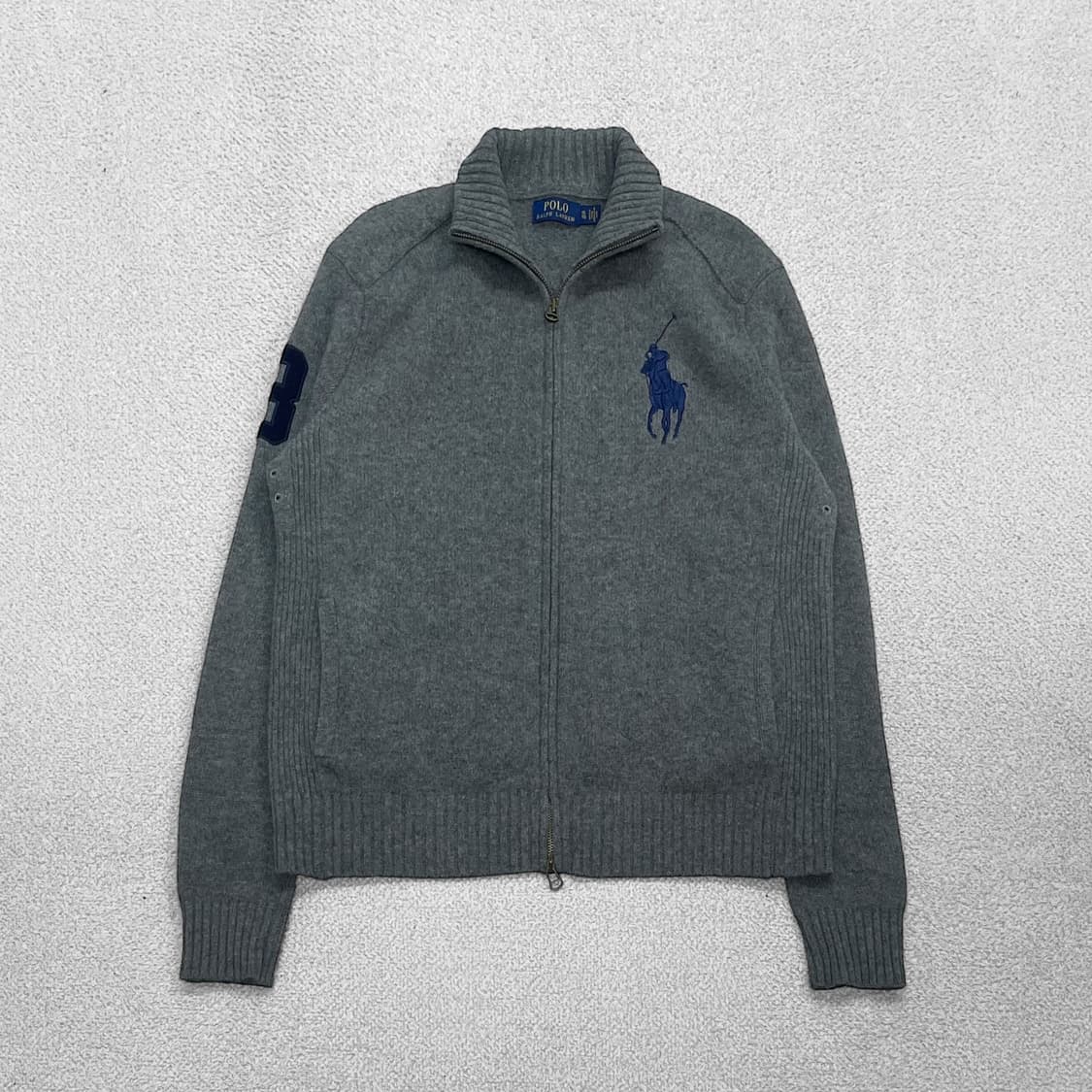 폴로 랄프로렌 빅 포니 3패치 울 니트 집업 그레이 상품이미지1