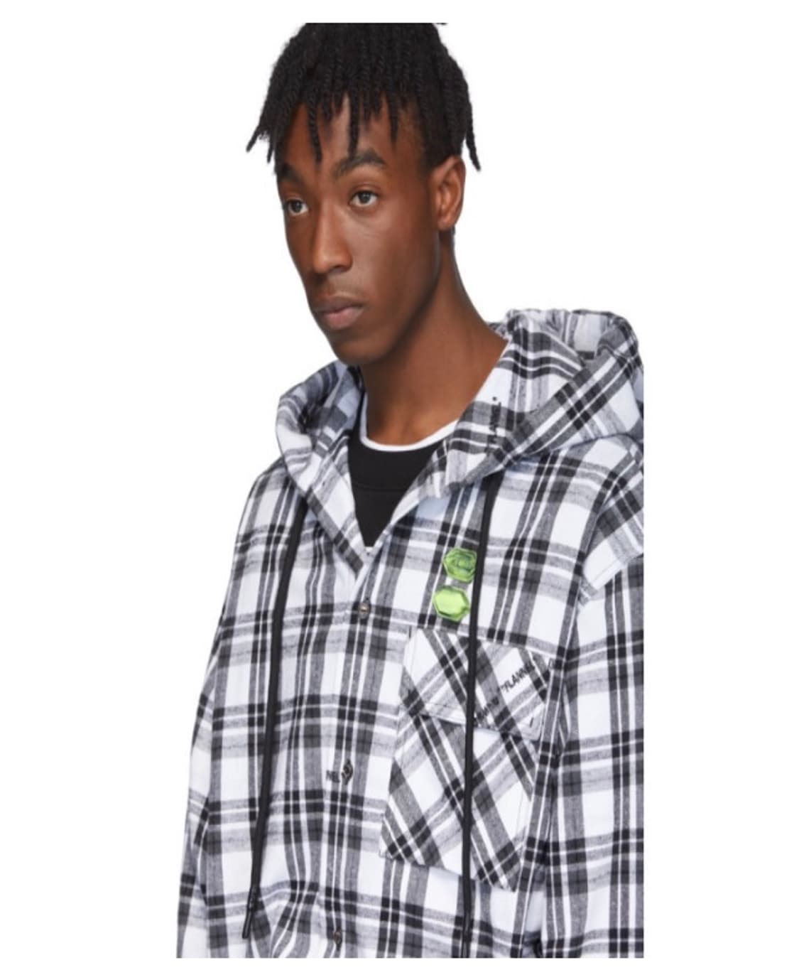 오프화이트 백에로우 플란넬체크후드셔츠 size S 상품이미지10