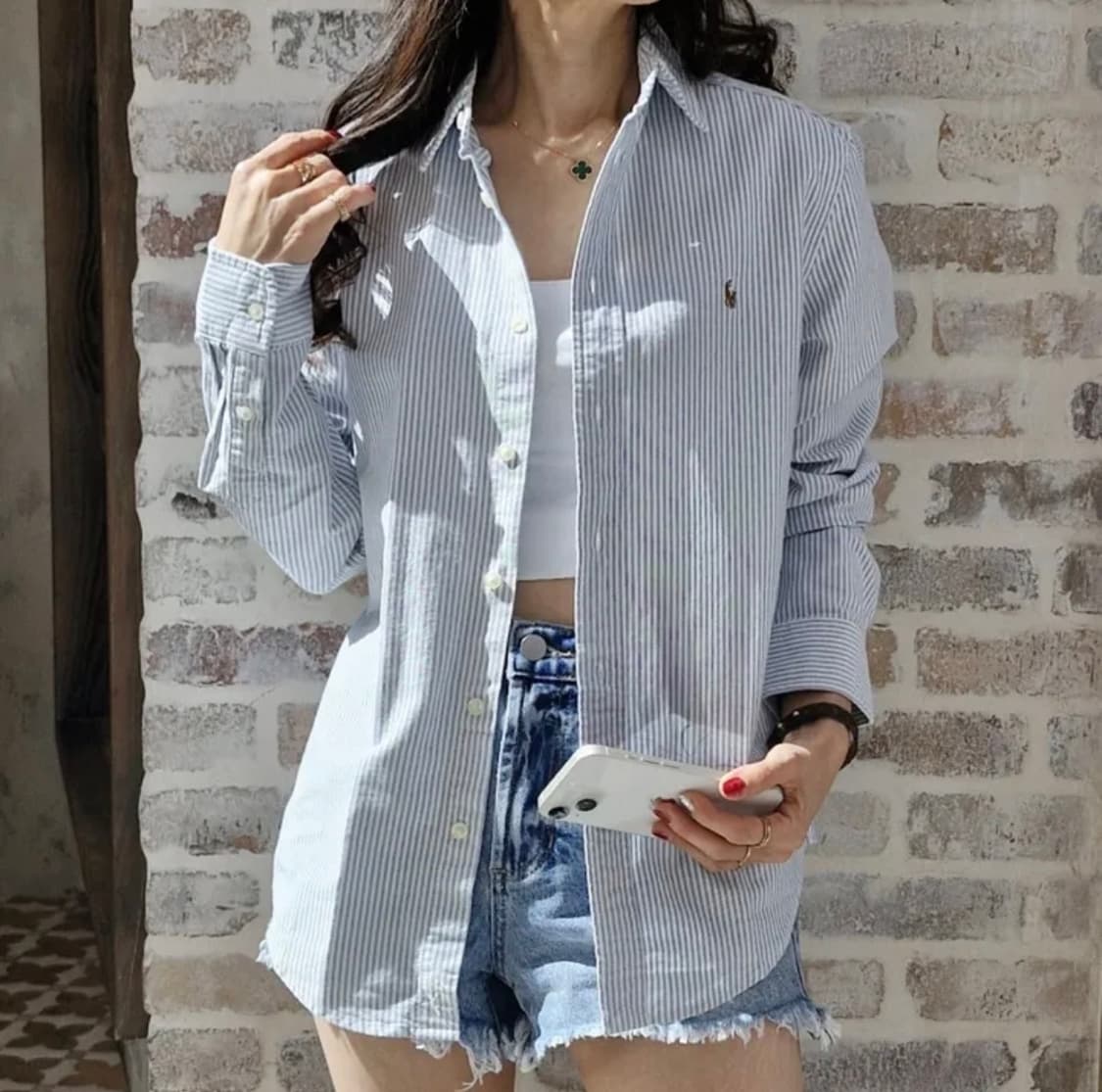 [L] Polo 폴로 랄프로렌 우먼즈 스트라이프 옥스퍼드 셔츠 상품이미지6