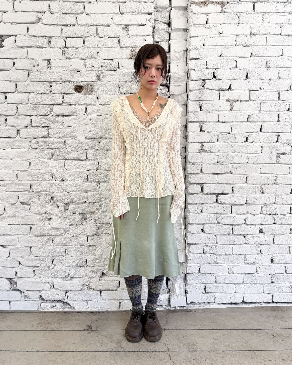 빈티지 시스루 레이스 레이어드 롱 슬리브 상품이미지4