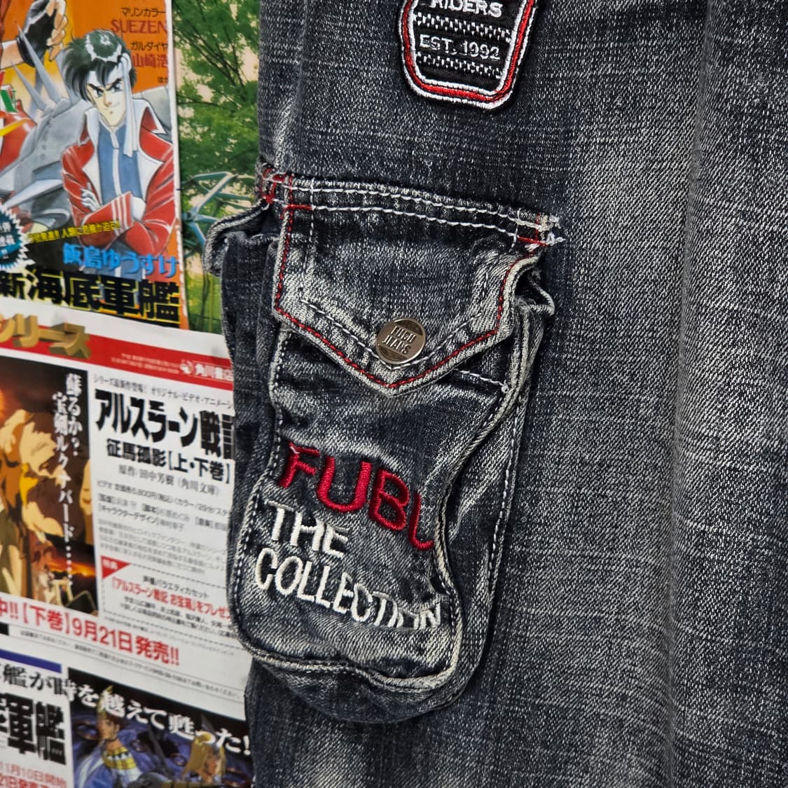 후부 올드스쿨 그레이 워싱 포켓 카고 데님 팬츠 상품이미지9