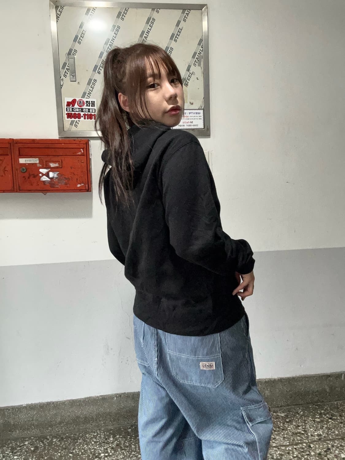 90s RUSSEL 올드스쿨 블랙&핑크 후디 상품이미지3