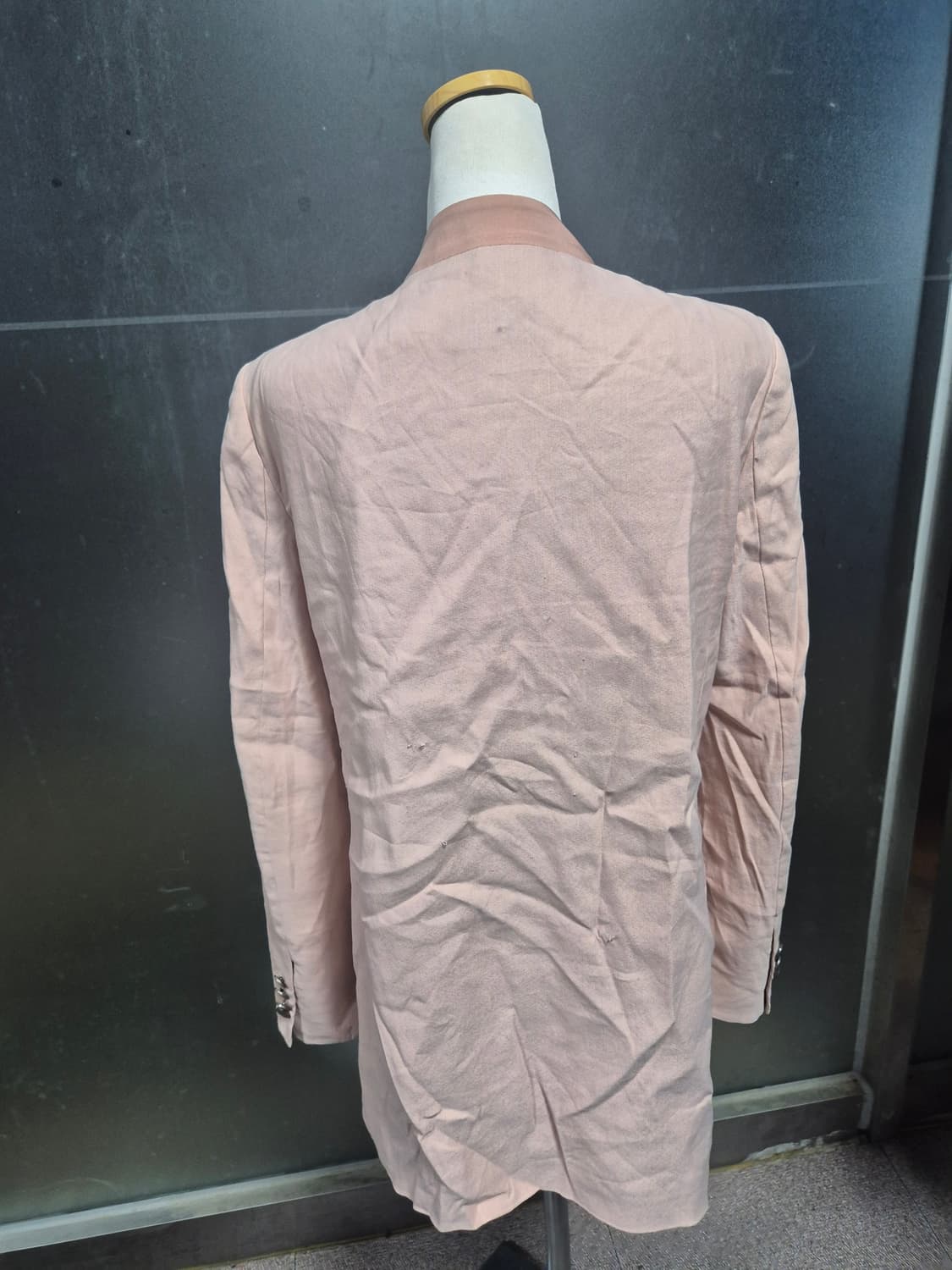 한섬 핑크 린넨 크로스 롱 자켓 상품이미지2