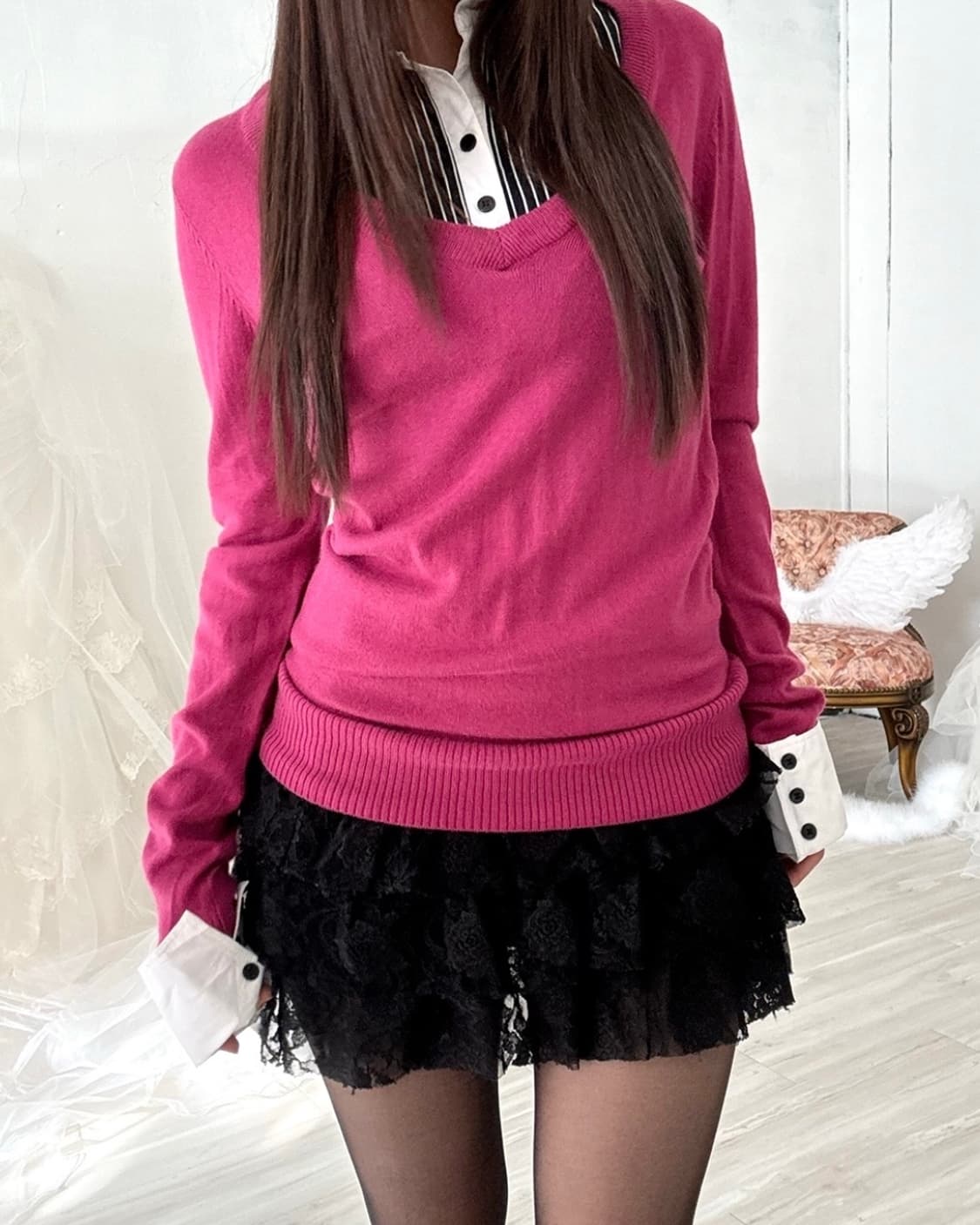 Black lace frilled mini skirt  상품이미지7