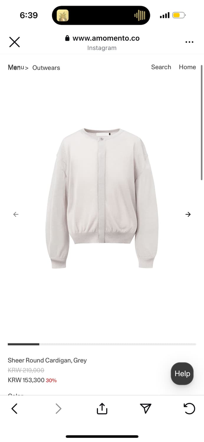 구매)M amomento sheer round cardigan grey 상품이미지1