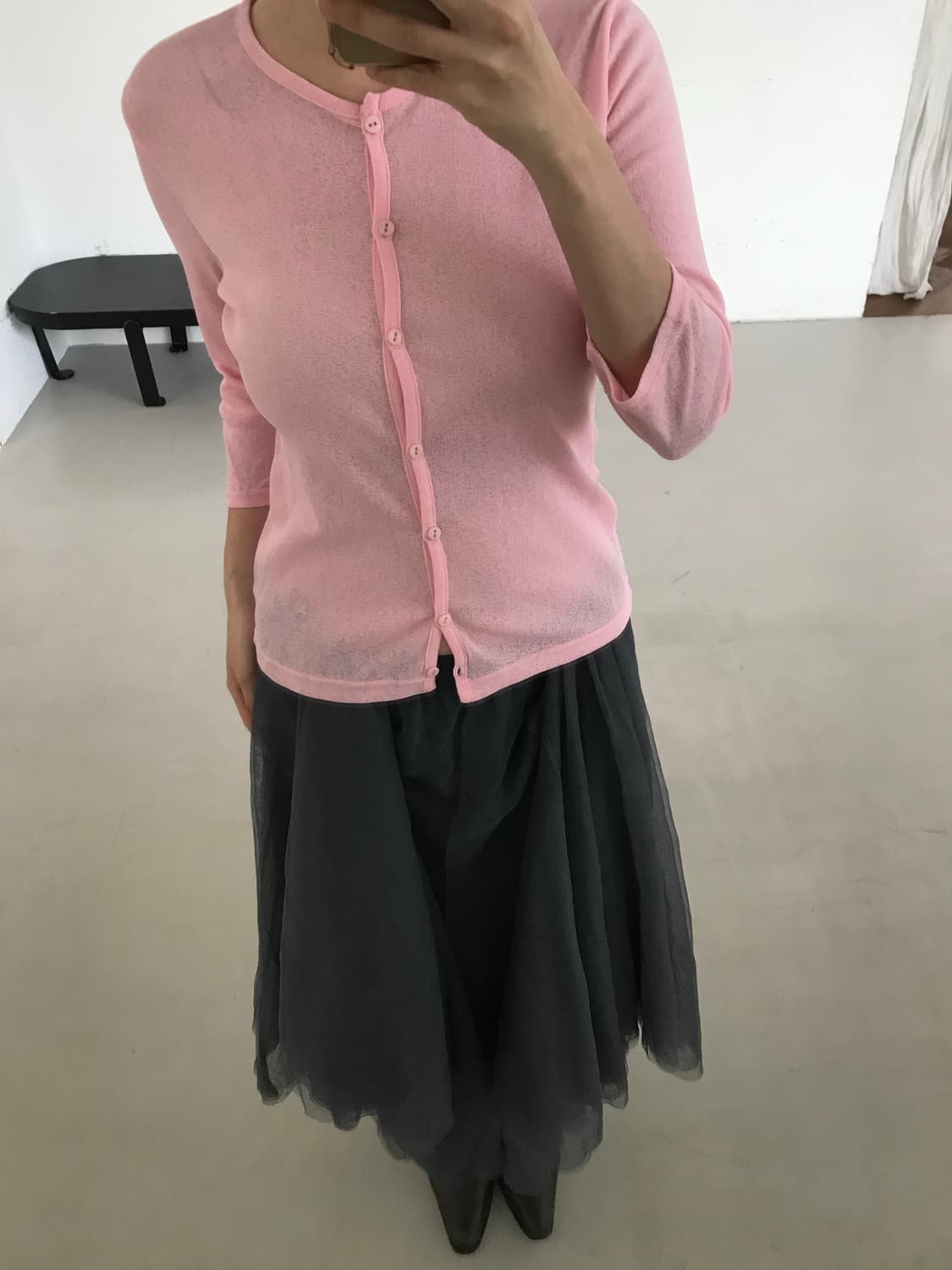 vintage pink pearl cardigan 상품이미지2