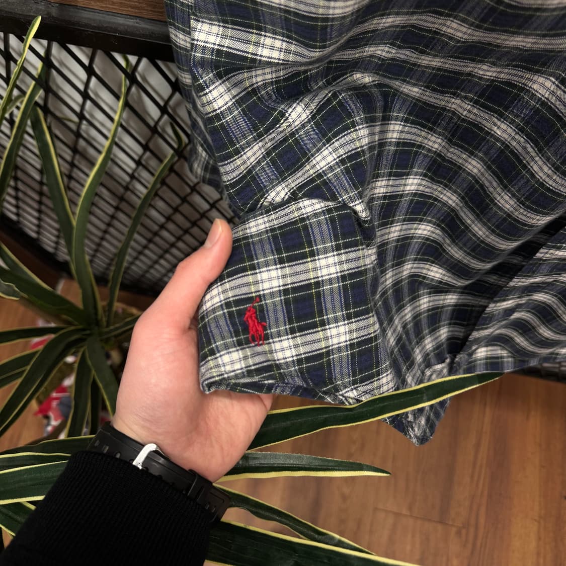 폴로 랄프로렌 긴팔 체크 셔츠 레드 포니 로고 포인트 네이비 상품이미지6