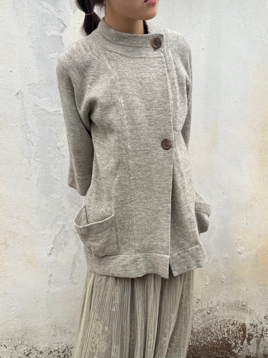 7부 소매 버튼 니트 자켓 상품이미지1