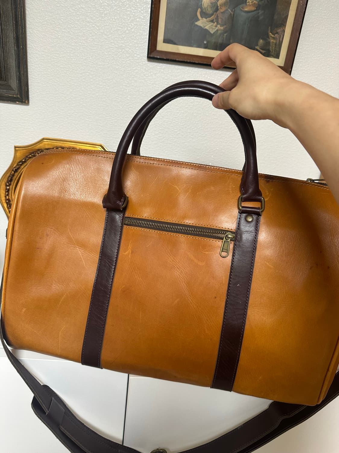 클래식 브라운 가죽 보스턴백, 여행가방 팝니다 상품이미지2