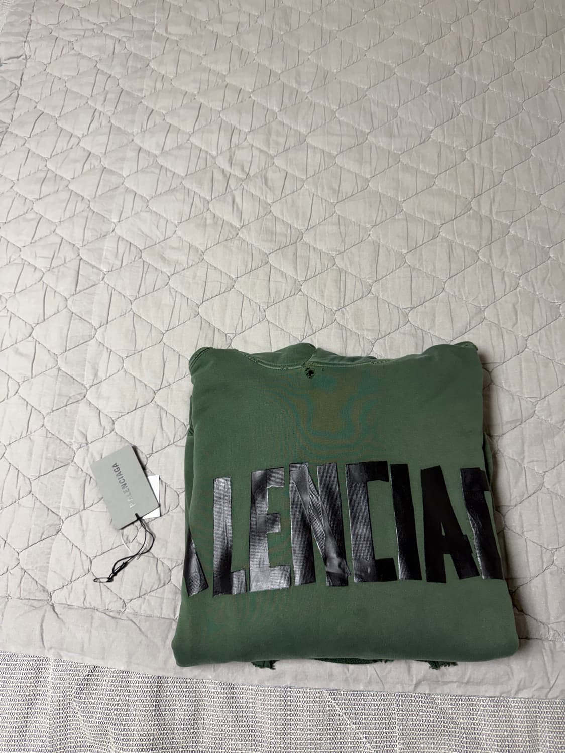 (M) 발렌시아가 뉴 테이프 타입 라지핏 포켓 후디 다크그린 상품이미지6