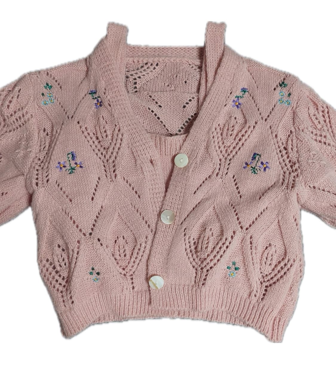 빈티지 니트 민소매 크롭 가디건 세트 상품이미지1