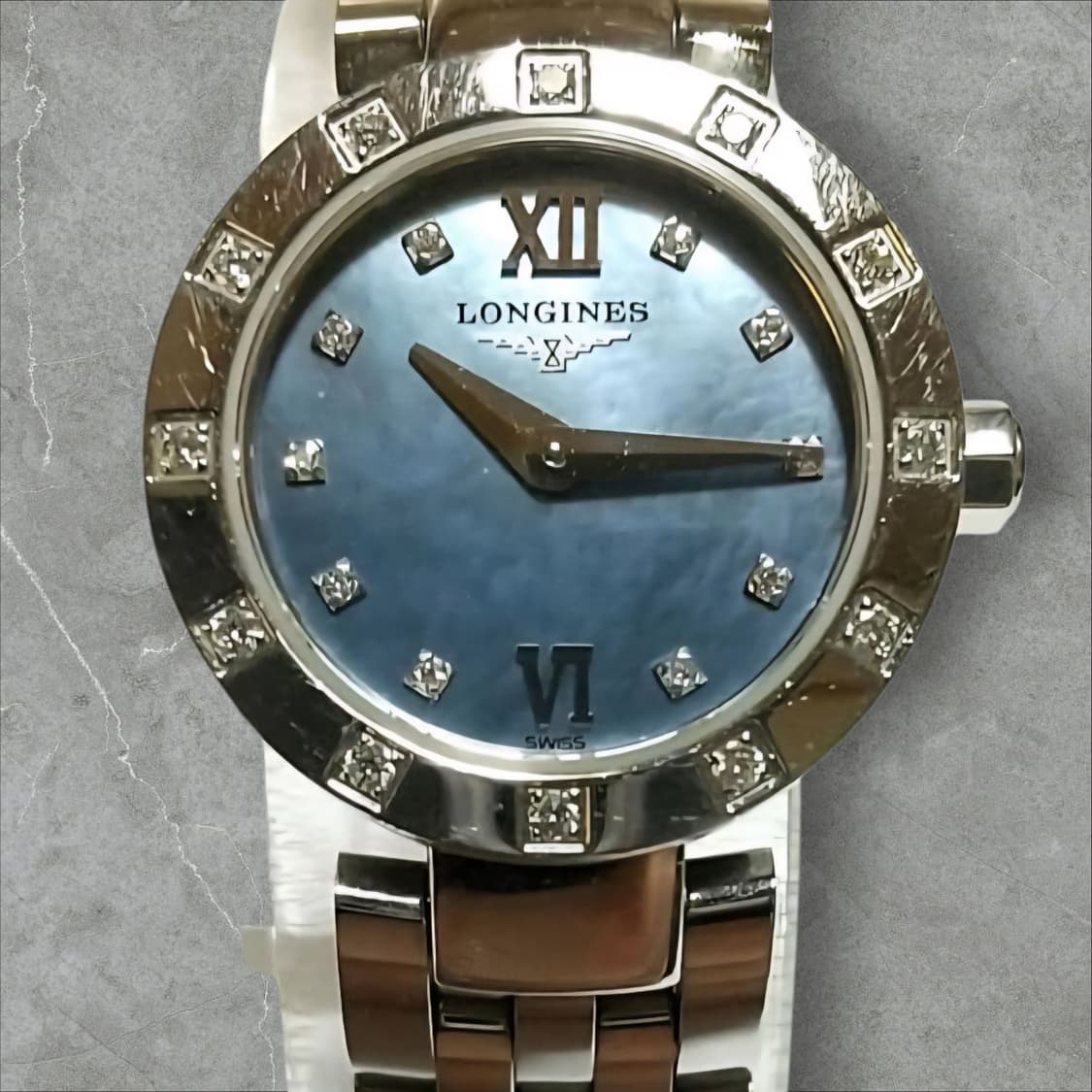 론진 돌체 비타 L5.174.0 다이아몬드 베젤 블루 쉘 실버 워치 상품이미지1