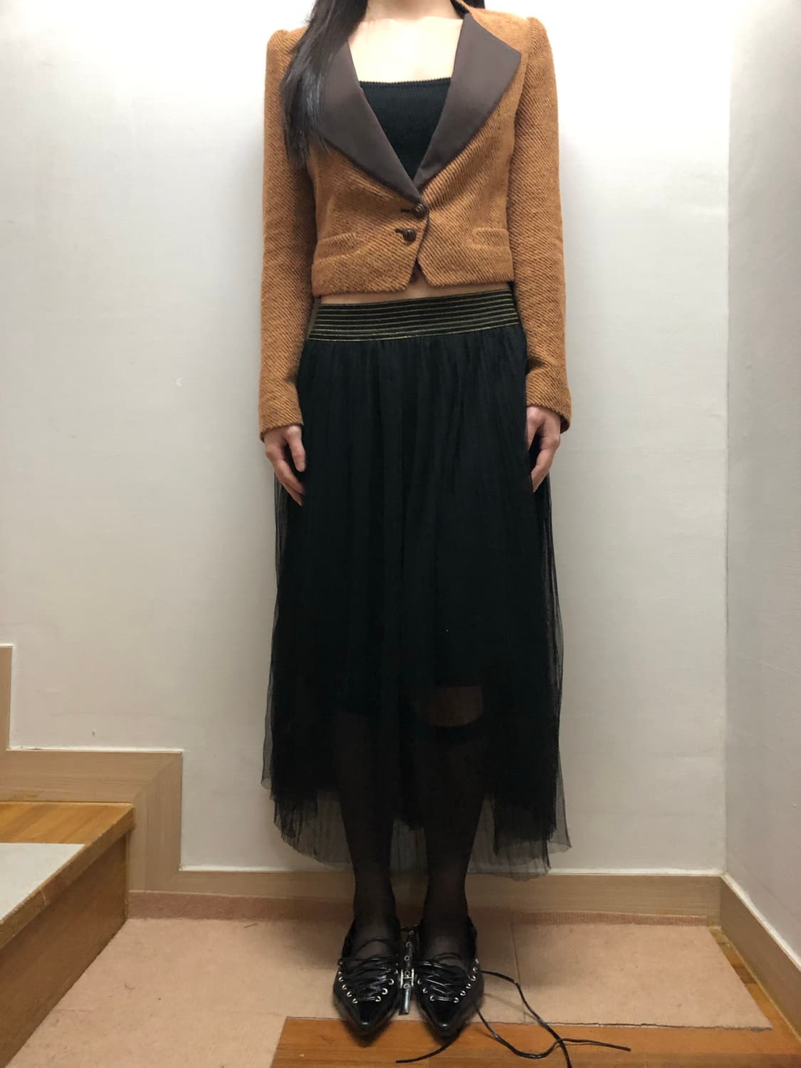 빈티지 오렌지 울 크롭 자켓 상품이미지6