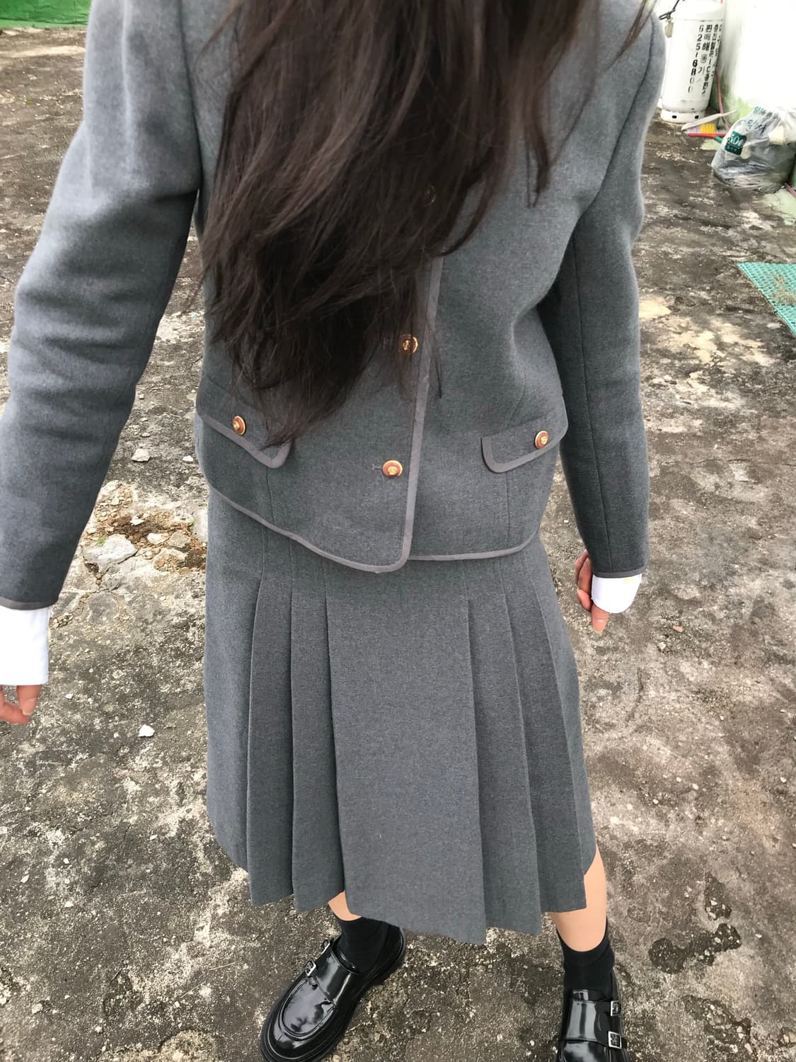 그레이 클래식 울 스커트 상품이미지3