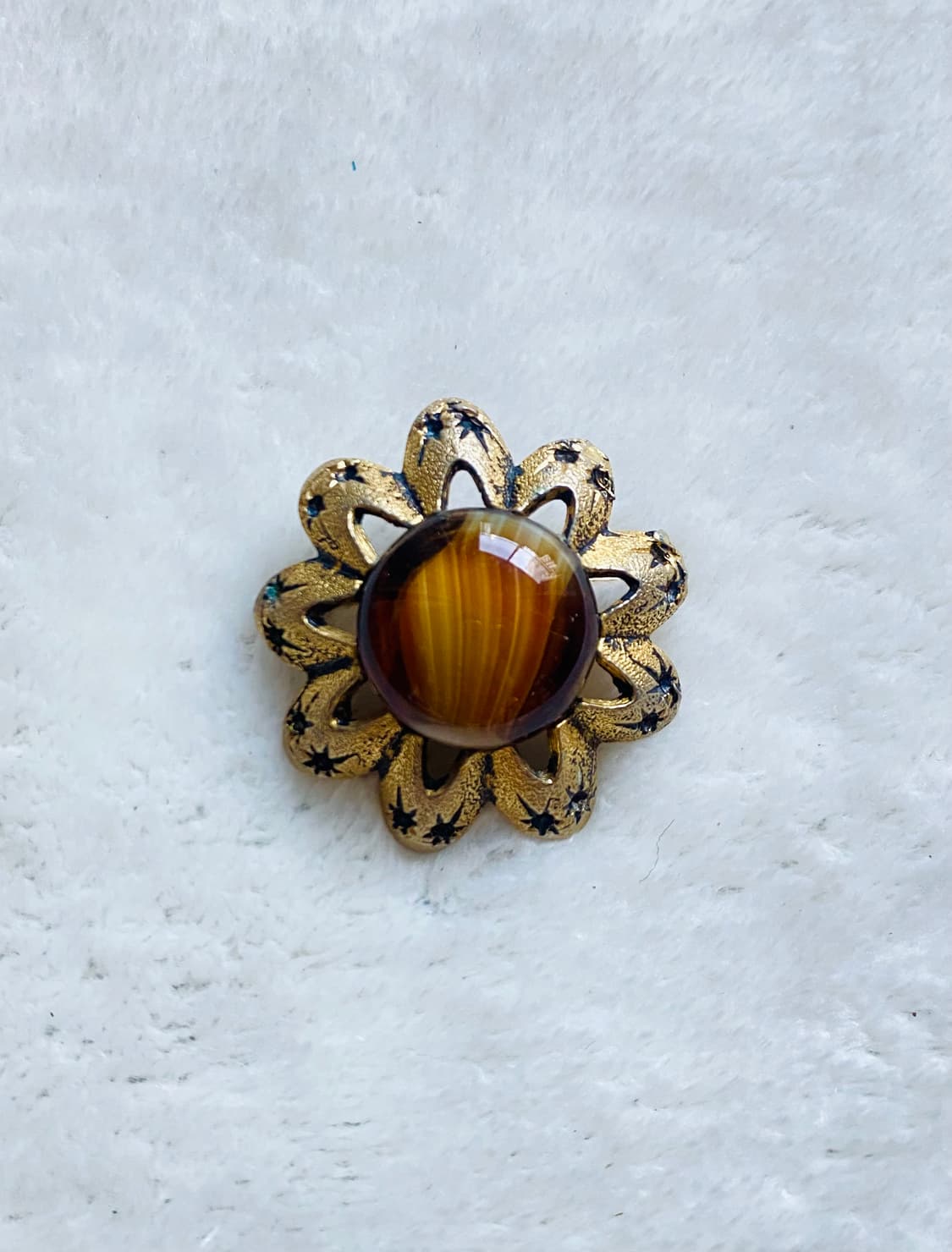 1950sRUSTIC BROWN AGATE sunflower brooch 상품이미지1