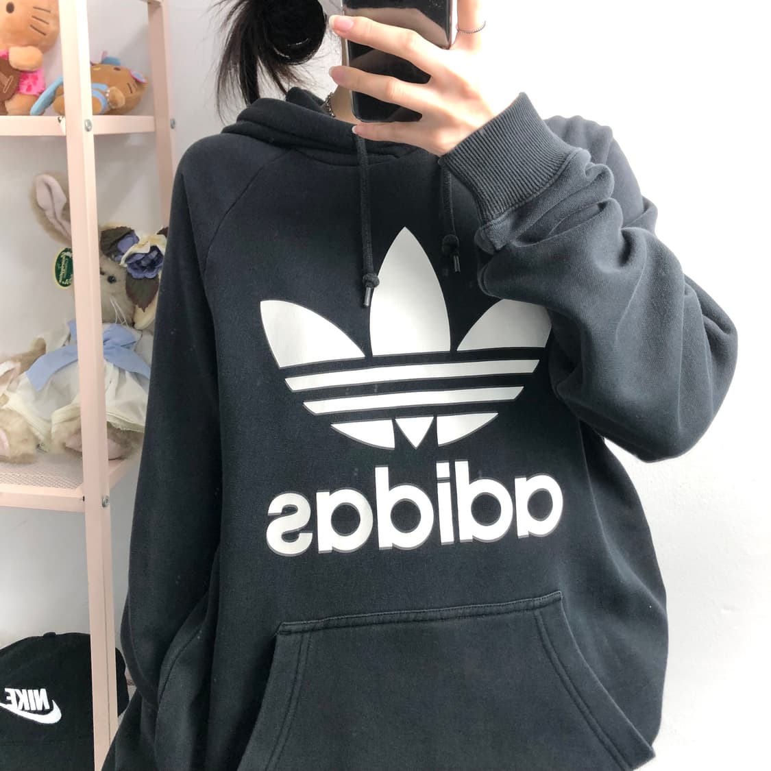 아디다스 블랙 왕아방 후디 상품이미지3