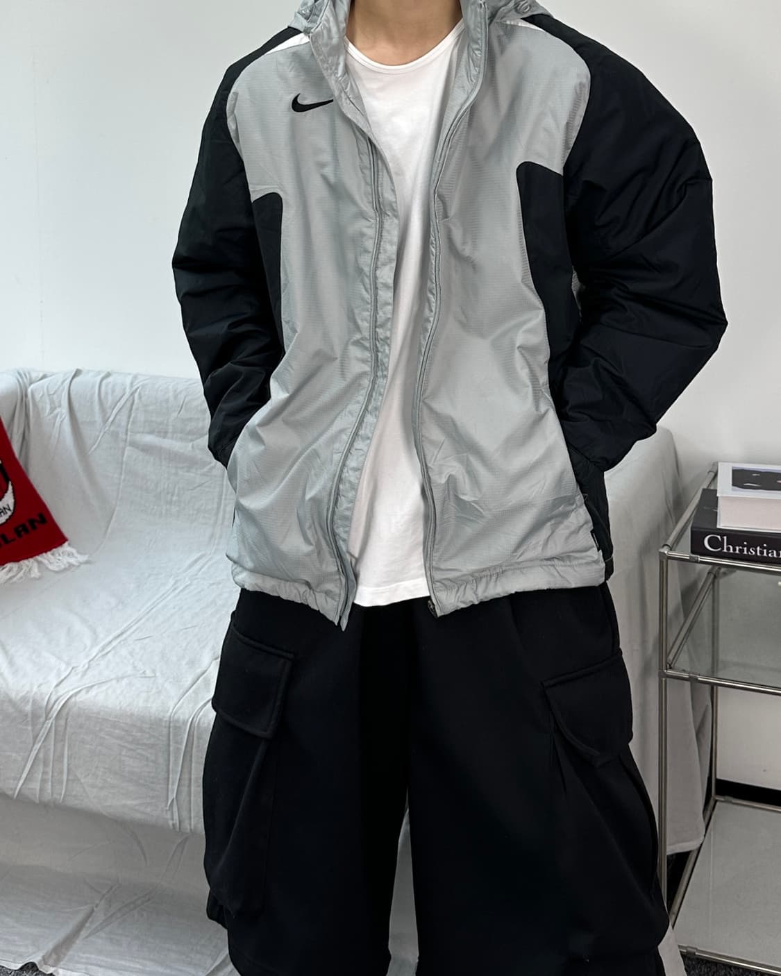 나이키 00s 그레이 배색 바람막이 점퍼 L 상품이미지1