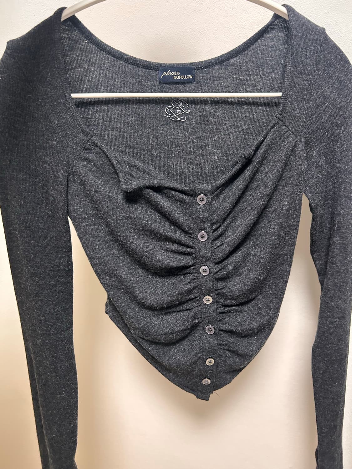 플리즈노팔로우 플노팔 카야 버튼 셔링 롱슬리브 탑 상품이미지2