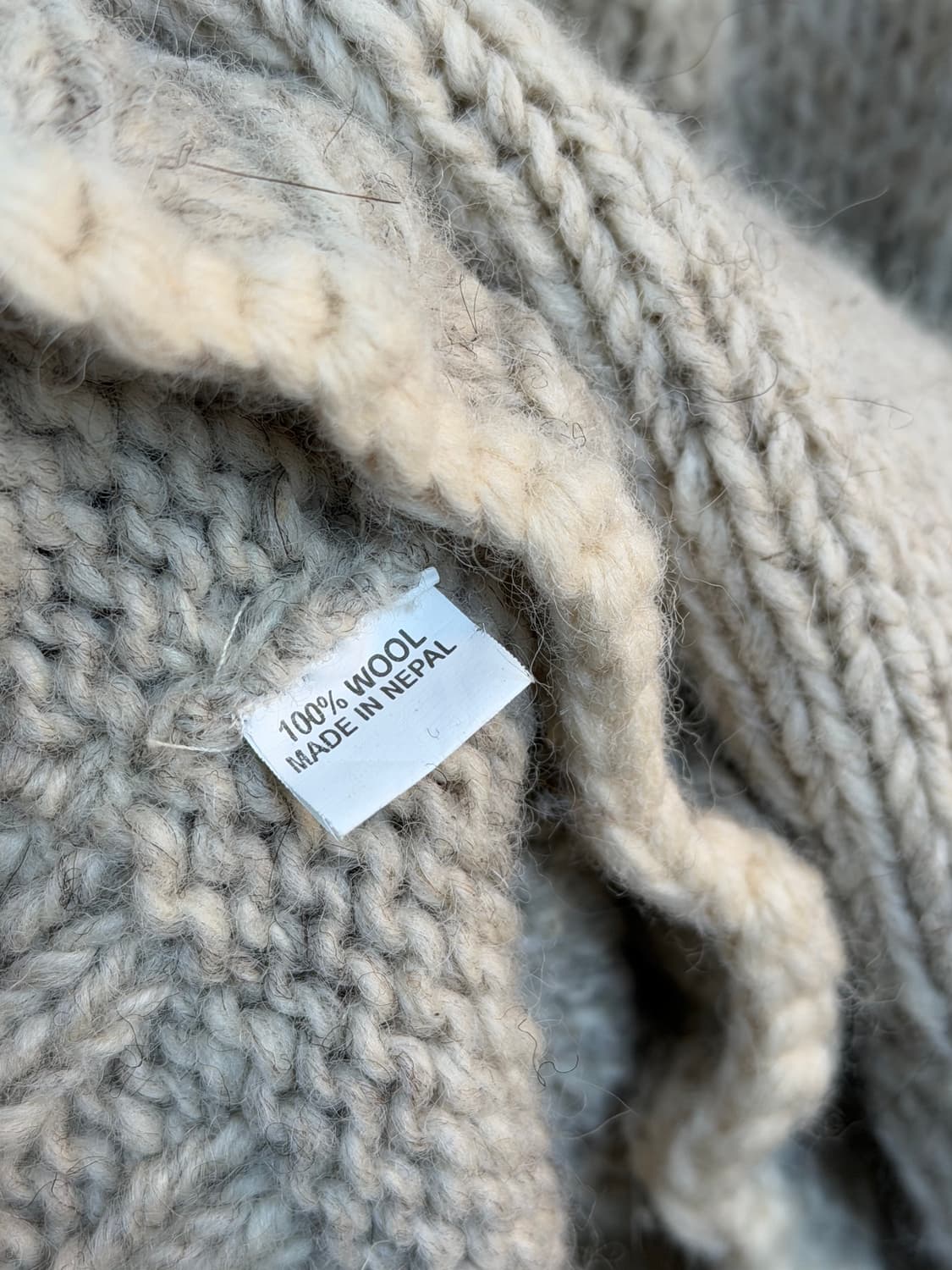 MADE IN NEPAL 100% wool 오트밀 니트 가디건 상품이미지4