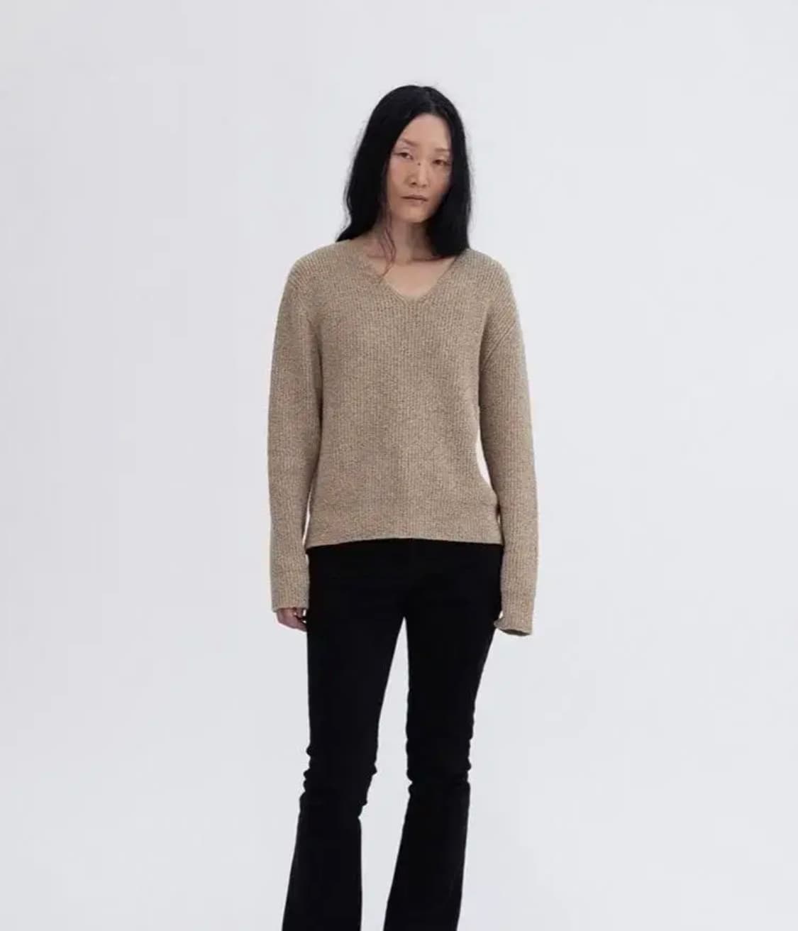 Lfm Boucle V-neck knit (camel) 상품이미지3
