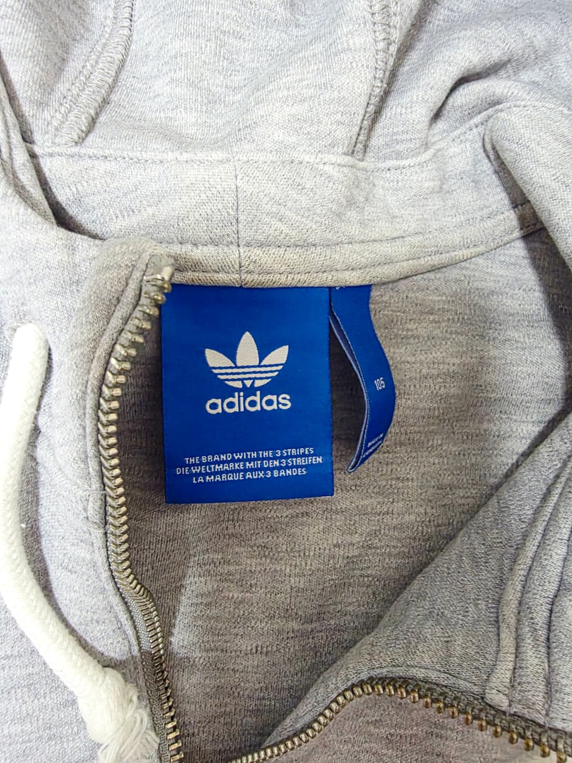 [아디다스] 유니크한 반집업 디자인 그레이 트레포일 후드티 XL (실측M 상품이미지3