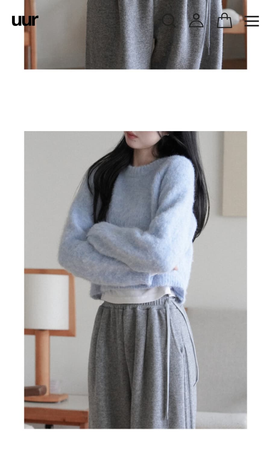 uur 유유알 사이드 핀턱 밴딩 슬랙스 라이트그레이 숏 상품이미지5