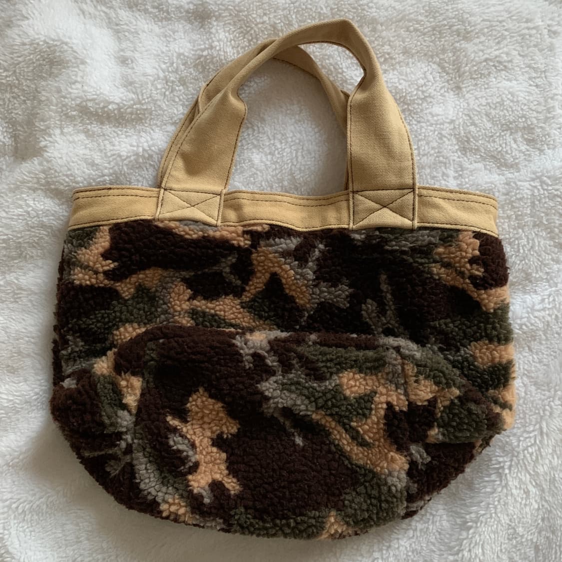 일본 빈티지 arbore 카모플라쥬 뽀글이 토트백 상품이미지3