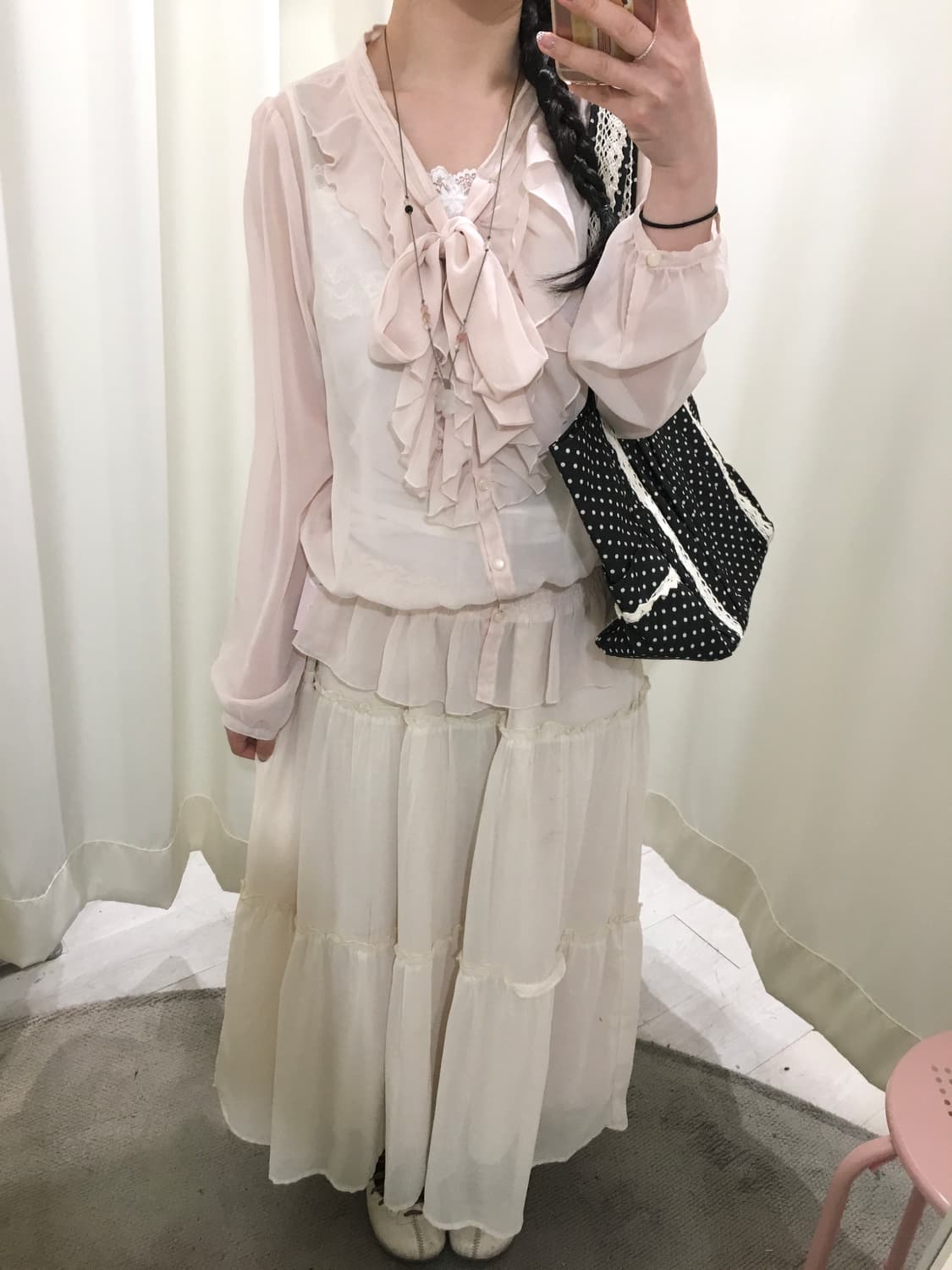 Soft Ivory Tiered Skirt 상품이미지5