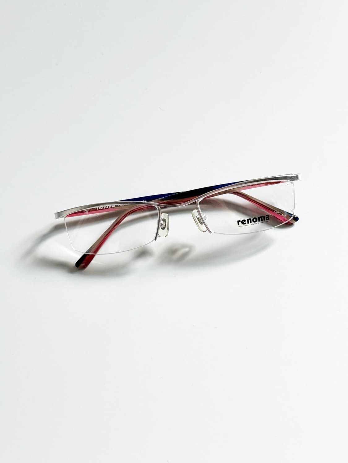 90s RENOMA Paris 실버 스퀘어 반무테 빈티지 안경 상품이미지1