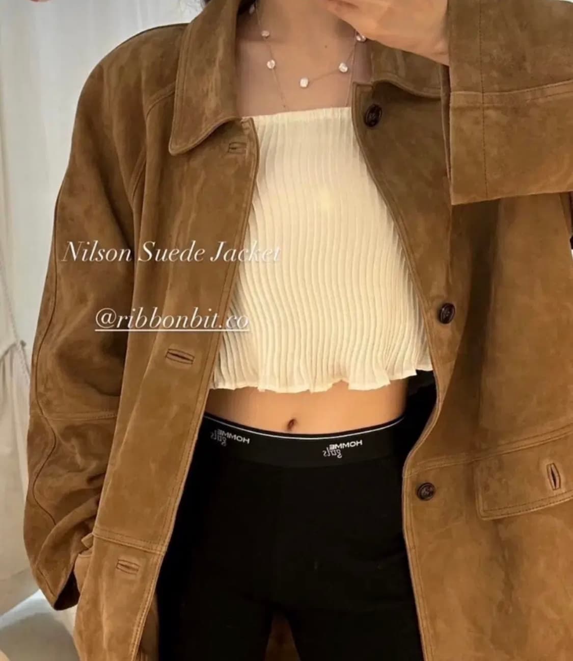 리본빛 닐슨 스웨이드 자켓 상품이미지1