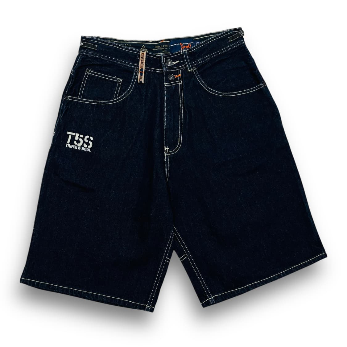 Triple 5 soul 올드스쿨 데님 통 하프 팬츠 상품이미지2