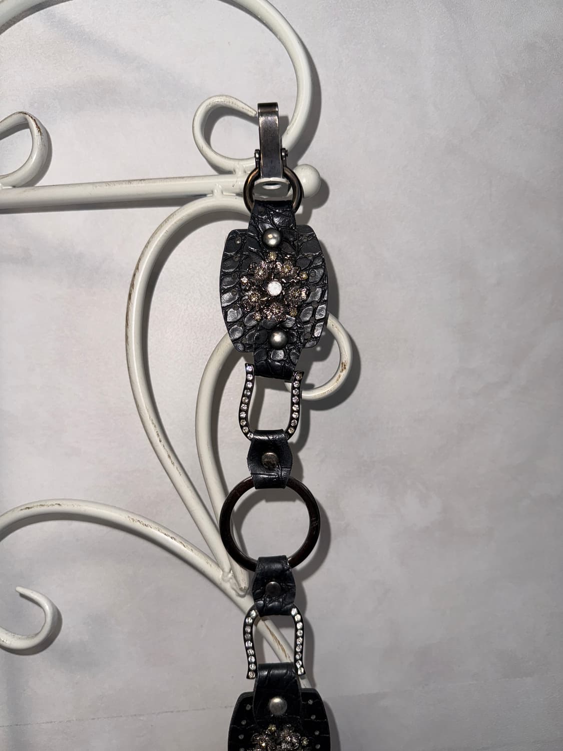 Black oriental floral cubic chain belt 상품이미지5