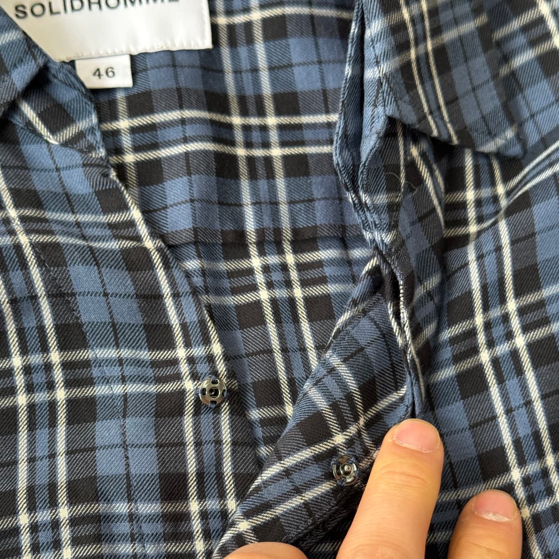 솔리드옴므 블루체크 아노락 셔츠 46  상품이미지4