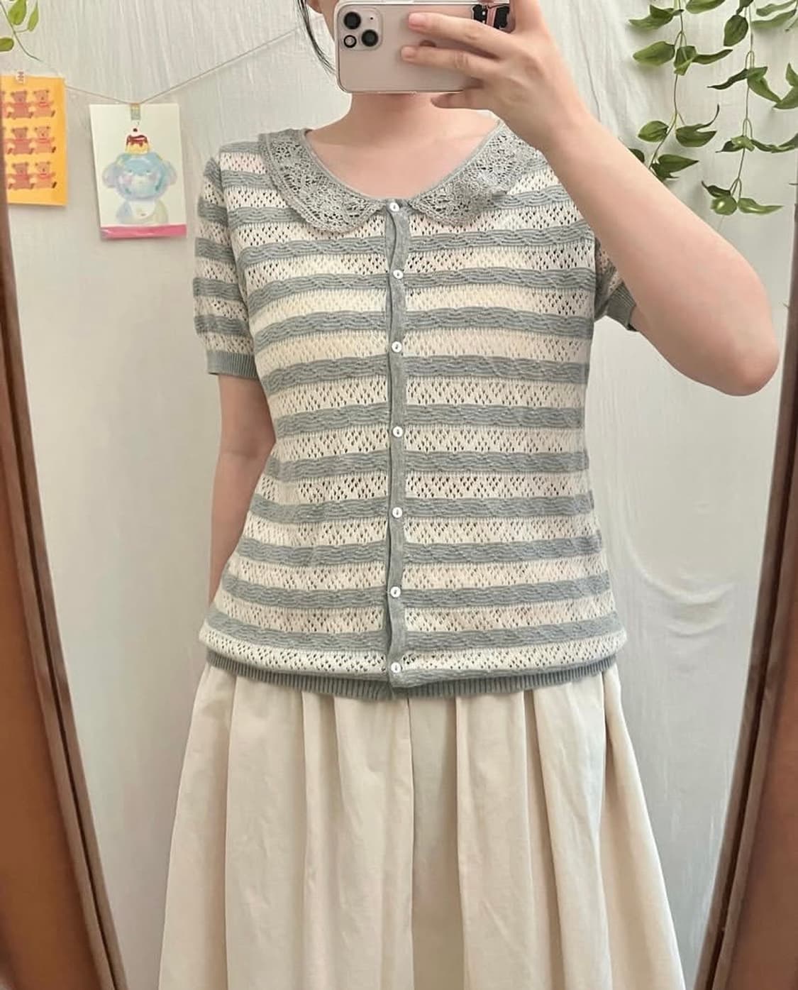 모리 레이스 반팔 니트  상품이미지2