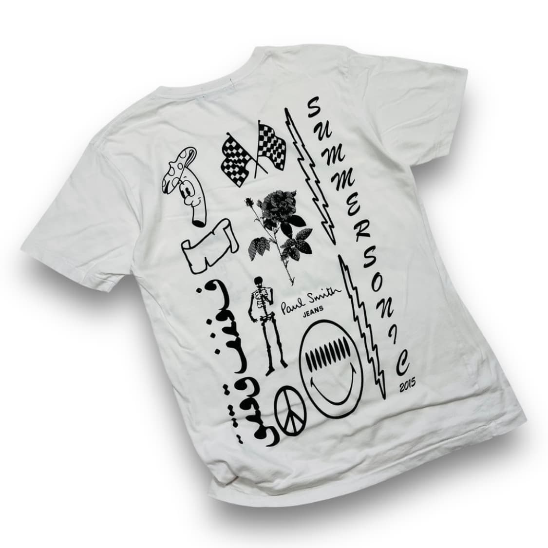 폴 스미스 스컬 스마일 타투 아트 프린트 화이트 티셔츠 상품이미지1