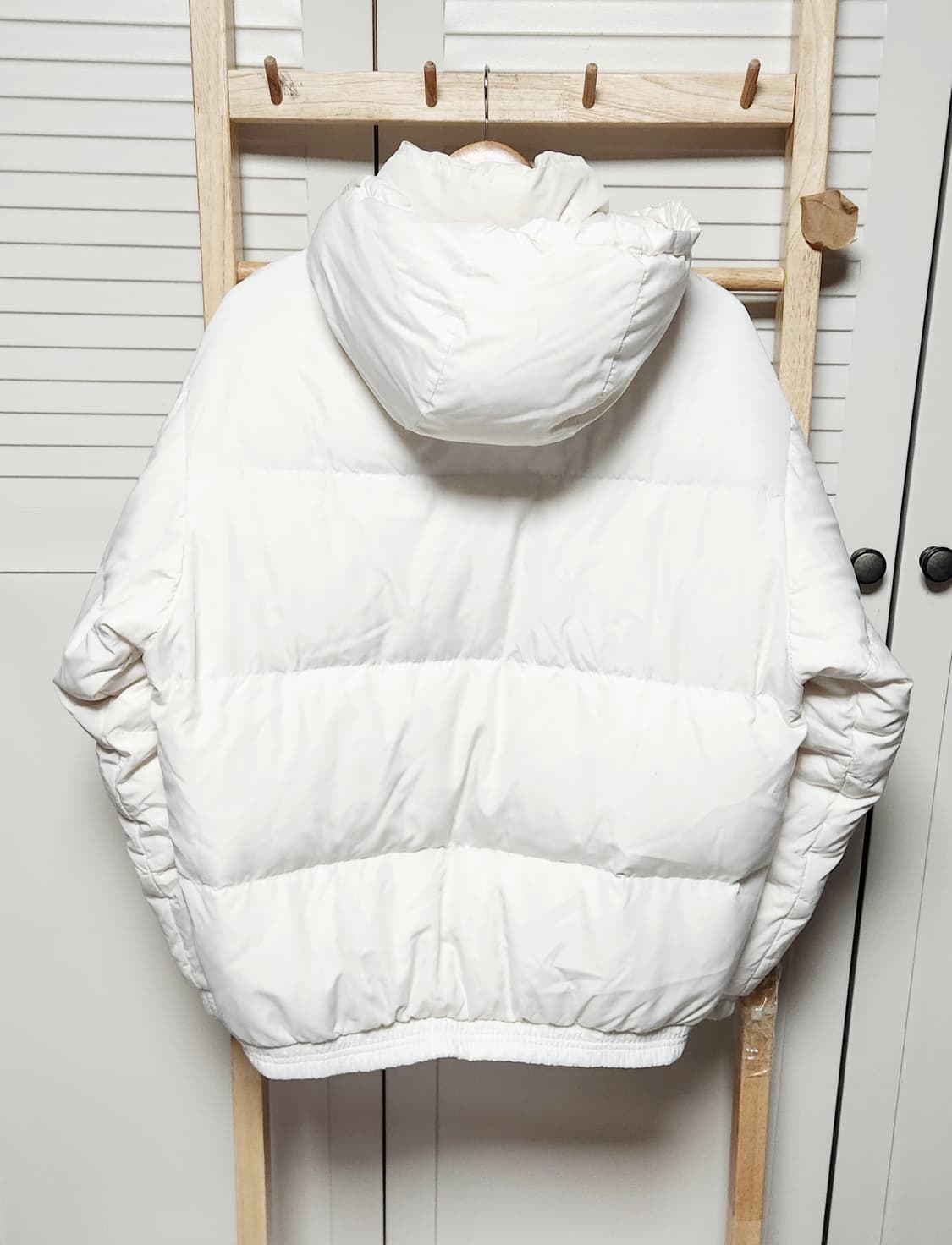 대장 아디다스 화이트 y2k 푸퍼 숏 패딩 후드 자켓 스카이블루 로고 상품이미지4