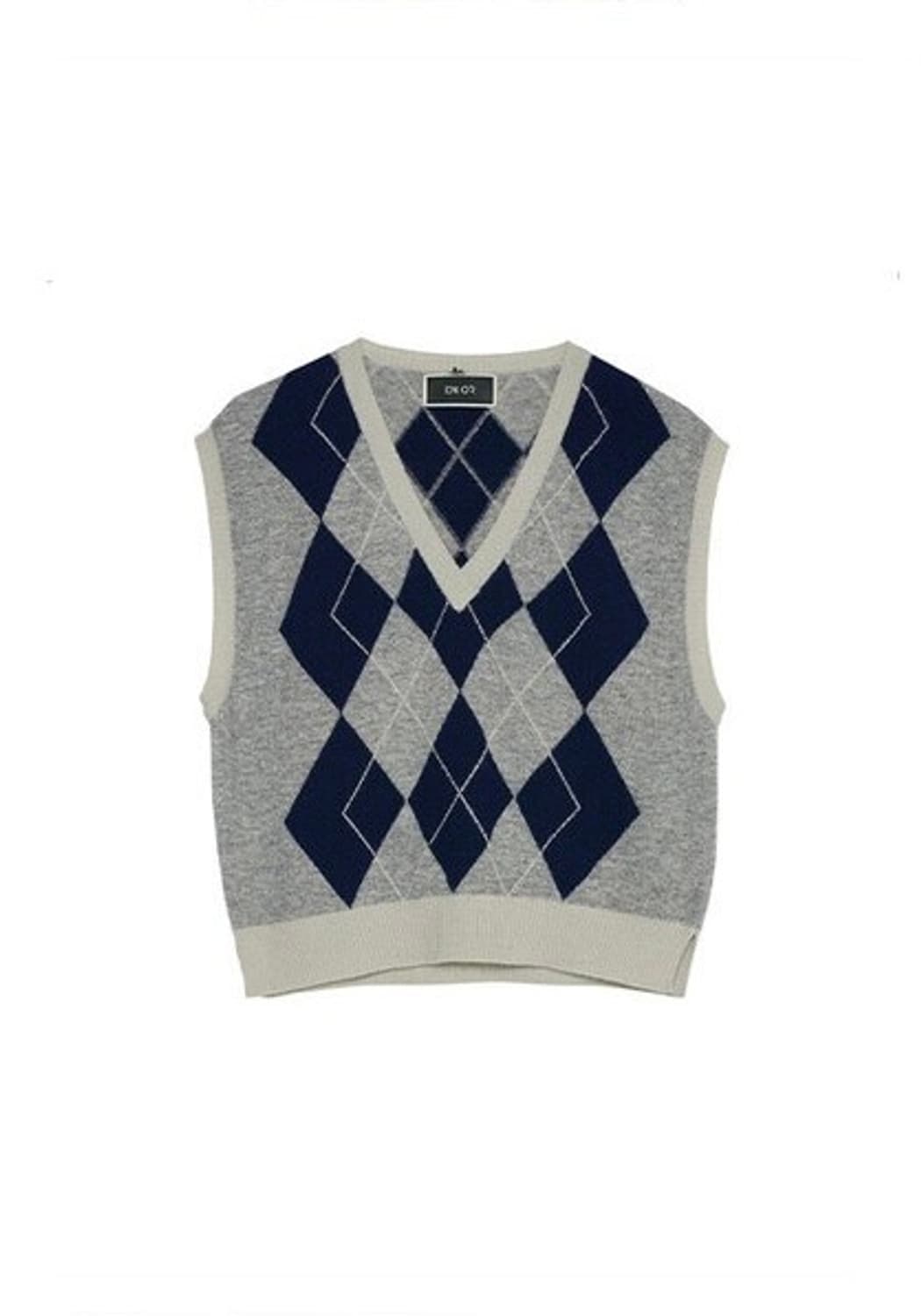 택O) [s] 엔오르 아가일 패턴 베스트 그레이 [제니, 나연 착용] 상품이미지6