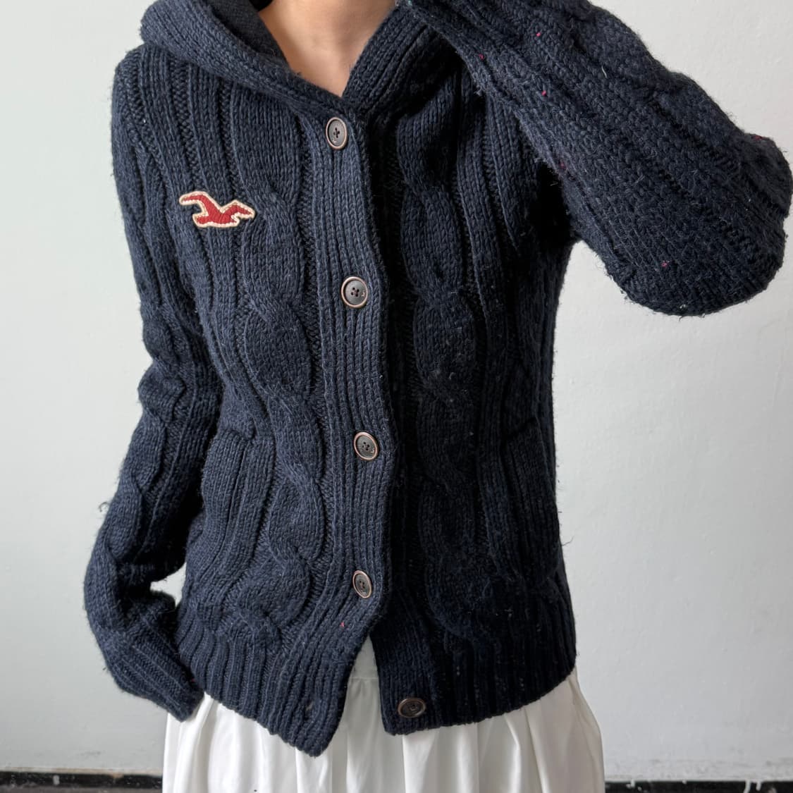 [M] 홀리스터 네이비 케이블 가디건 상품이미지2