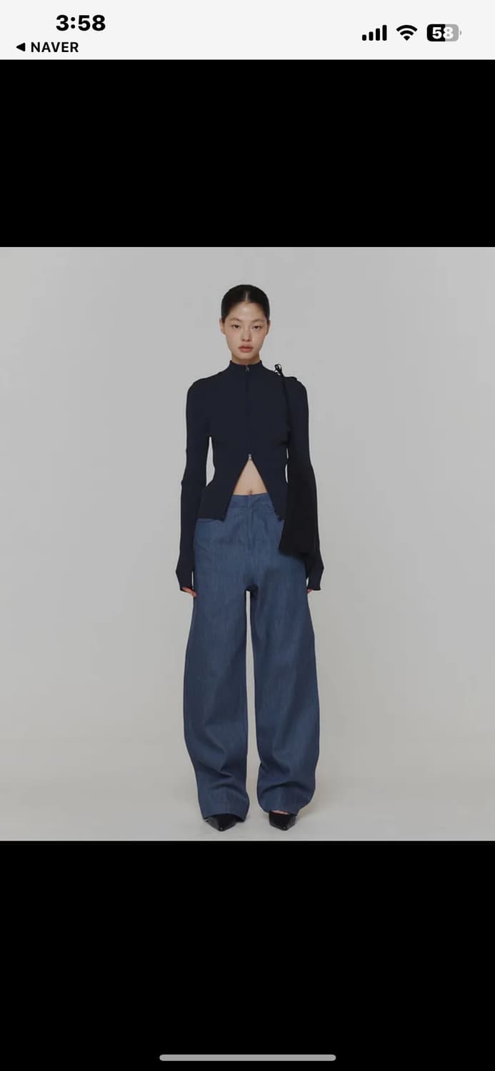 아모멘토 Ribbed mockneck cardigan(dark navy) 상품이미지1
