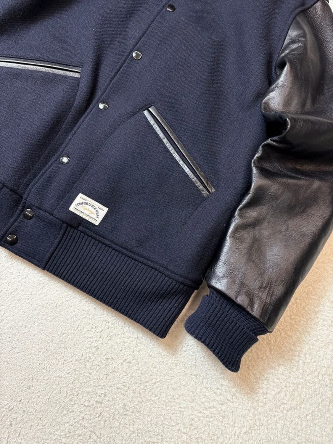 에스피오나지 신슐레이트 울 소가죽 배색 바시티 자켓 PN6761 상품이미지5