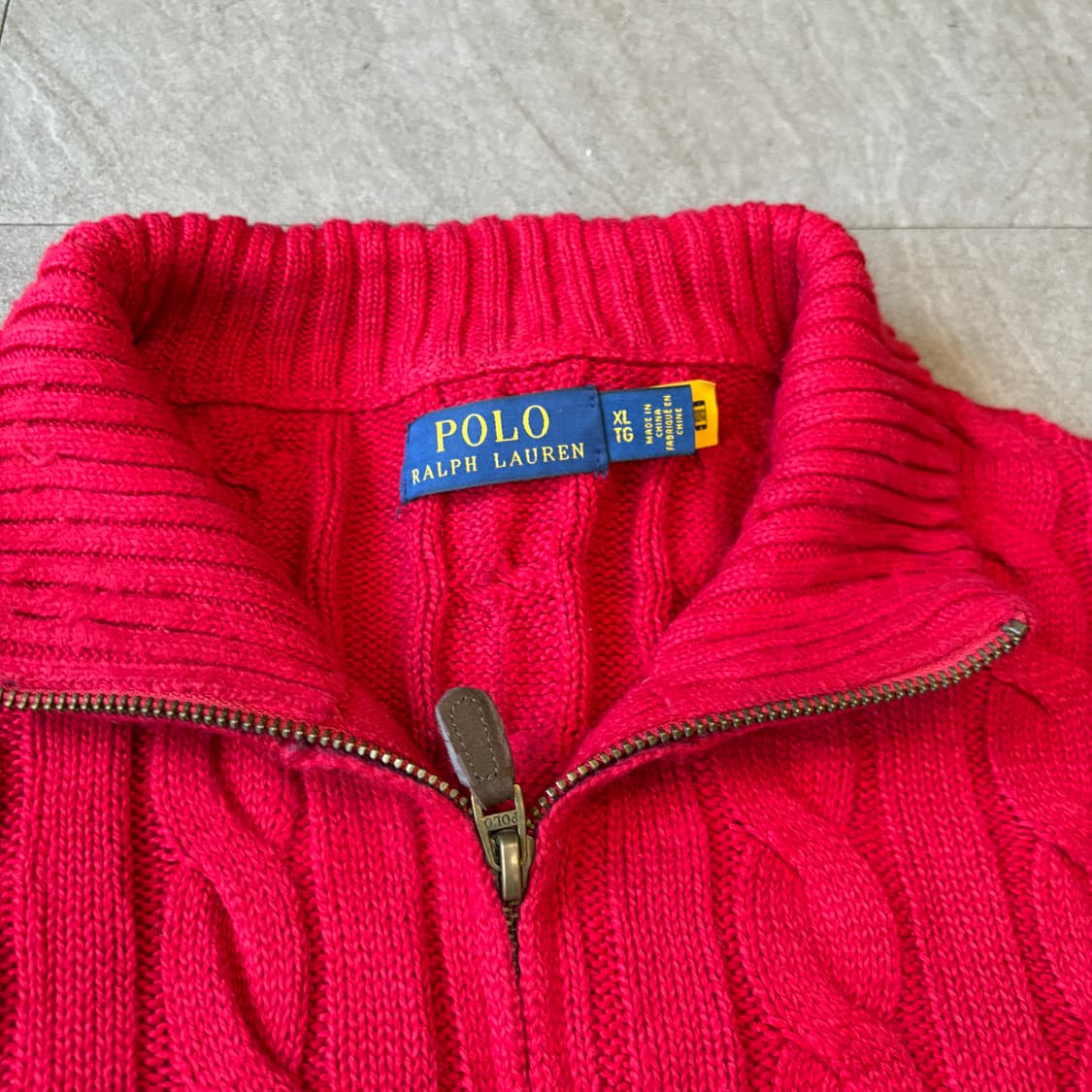폴로 정품 레드 케이블 해비 코튼 반집업 니트 상품이미지5