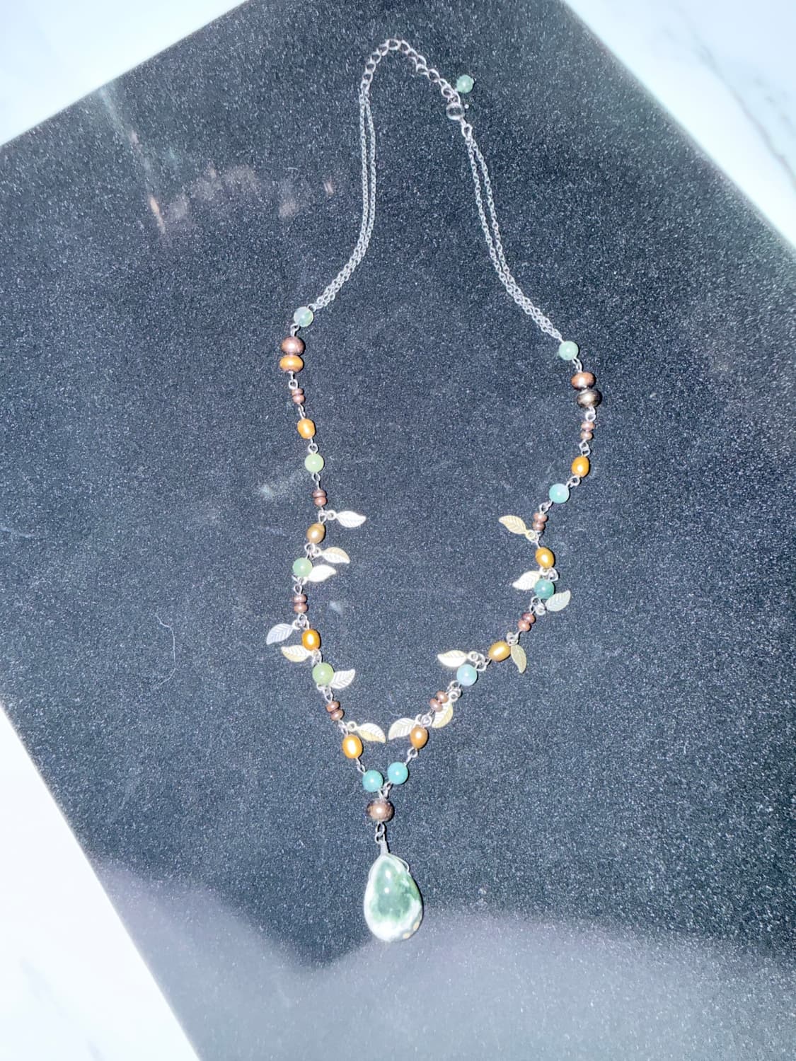 흑진주&옥 목걸이 상품이미지3