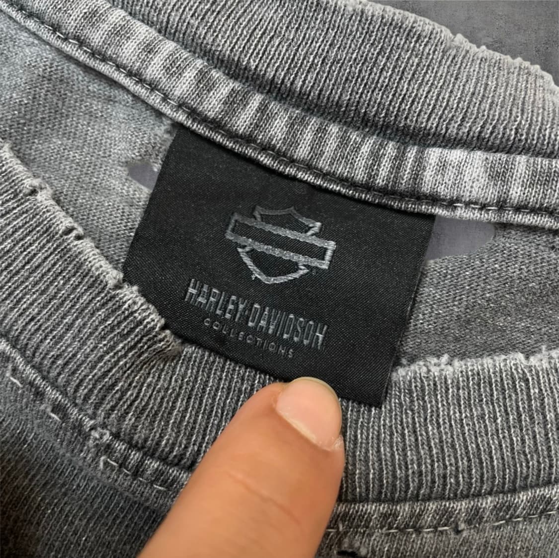 할리데이비슨 차콜 워싱 디스트로이드 빈티지 반팔 티셔츠 M 상품이미지2