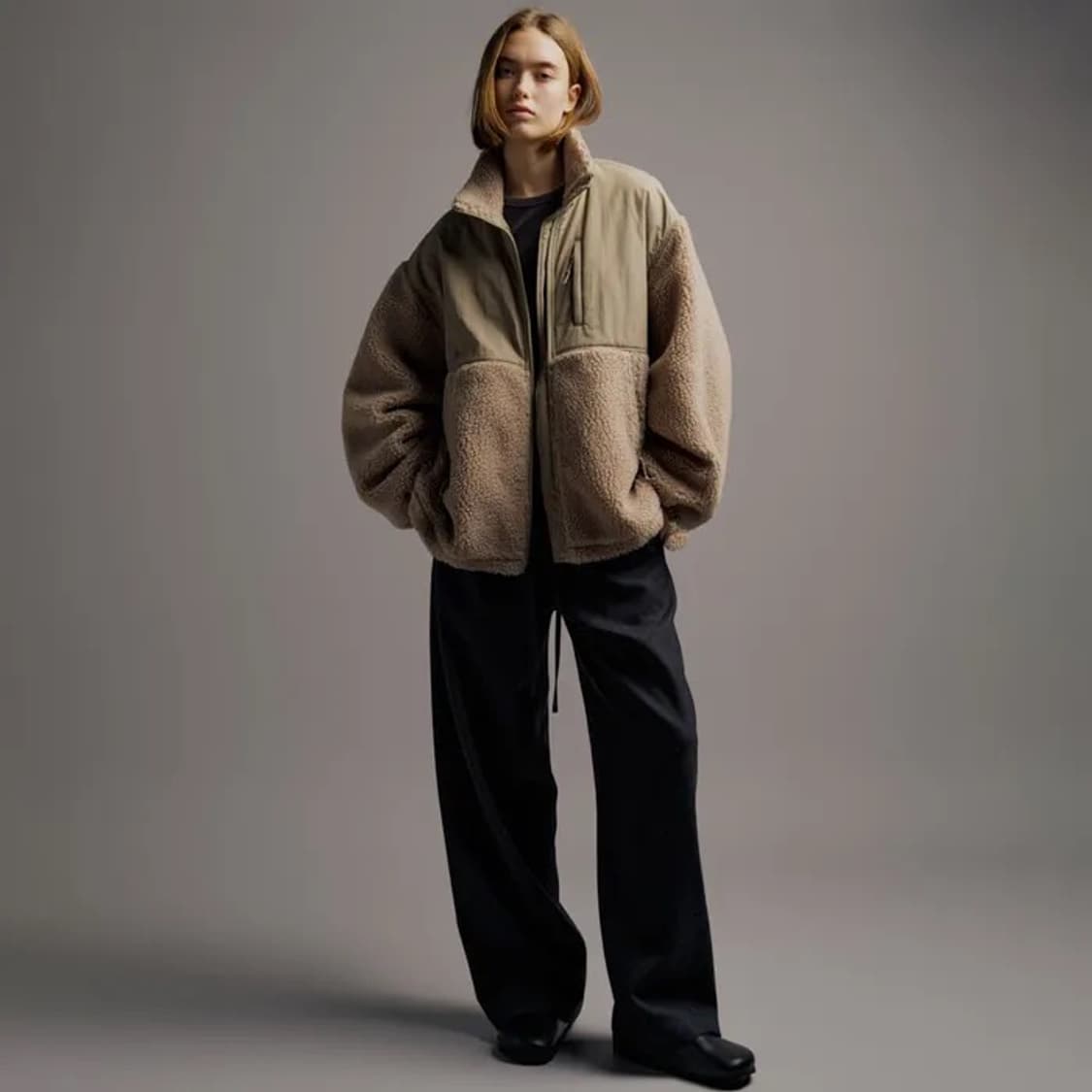 (택O) 파사드패턴 플리스 집업 점퍼 (모카) (s) 상품이미지2