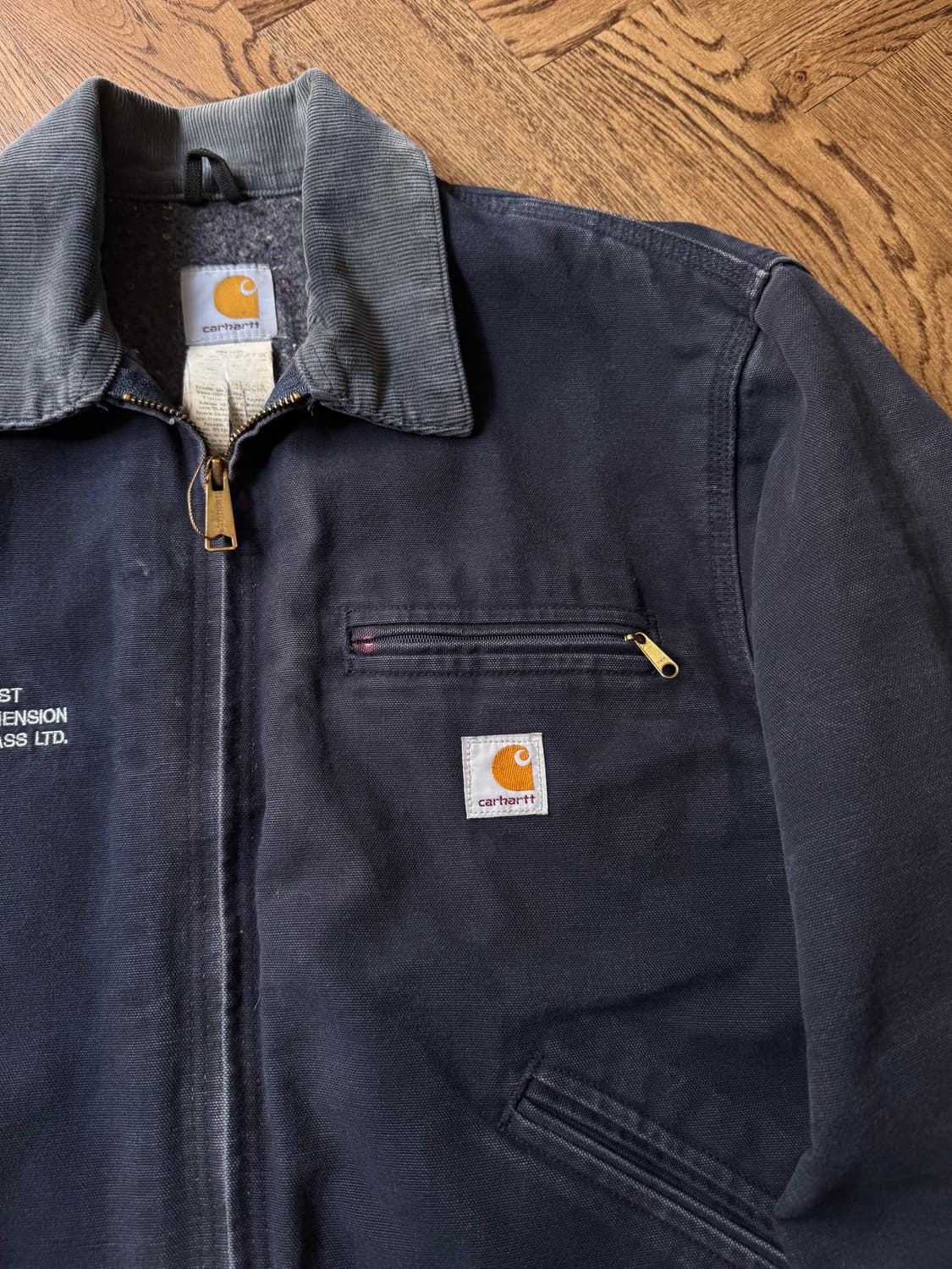 [L]칼하트 USA J01 빈티지 워싱 다크네이비 디트로이트 워크 자켓 상품이미지4